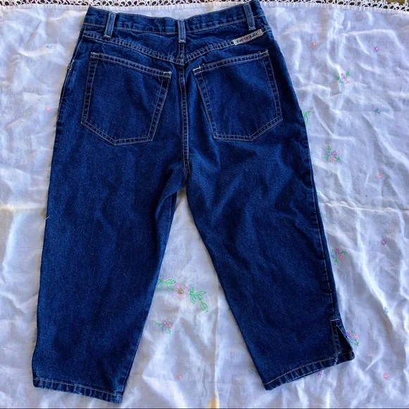 Vintage 90s embroidered denim capri pants - Picture 3 of 4